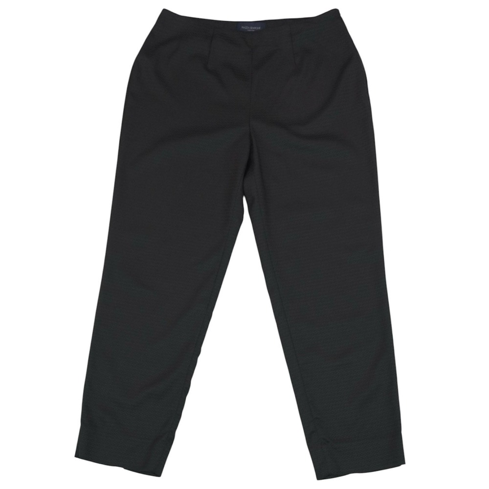 Piazza Sempione Audrey Jacquard‎ Silk Blend Cropped Pants Black IT 44 Womens